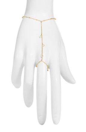 Vidakush Dainty Cubic Zirconia Drop Hand Chain in Gold at Nordstrom, Size 6
