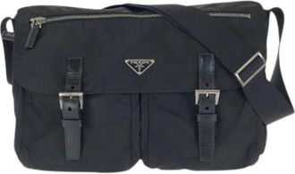 Prada Pre-owned Cross Body Bags, male, Black, Size: ONE SIZE Pre-owned Tessuto Nylon Shoulder Bag
