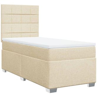vidaXL Cama Box Spring Con Colch&oacute;n Tela Color Crema 90x190 Cm Vidaxl