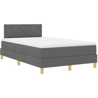 vidaXL Vidaxl - Cama Box Spring Con Colch&oacute;n Gris Oscuro 120 X 200 Cm Tela