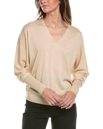 Lafayette 148 New York V Neck Dolman Wool & Silk-Blend Sweater