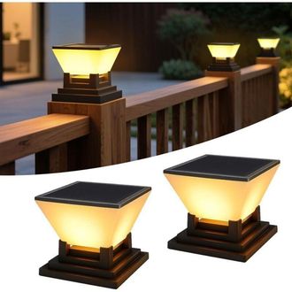 OEM Juego De 2 Tapas Solares Para Postes - Tapas Solares Para Postes De 7x7, 8x8, 9x9 Y 10x10 Cm - Resistente Al Agua Ip65 - 1012 Horas - 3 Modos - Luces 