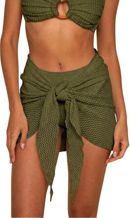 Montce Swim Olive Sheer Cover-Up Sarong in Olive Crochet at Nordstrom, Size X-Small