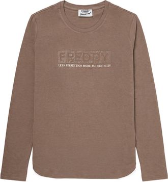 Freddy T-shirt Manica Lunga Donna con Logo Decorato da Borchie