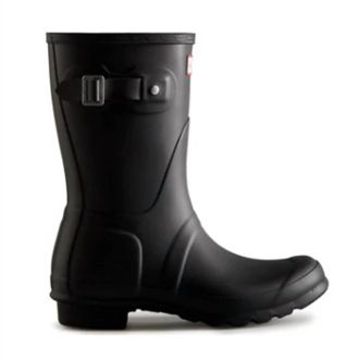 Hunter Womens Original Short Rubber Waterproof Welly Rain Boots In Black