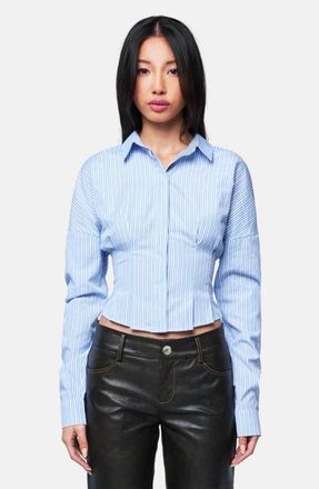 OW Collection Eliza Shirt in Light Blue Stripe at Nordstrom, Size X-Small