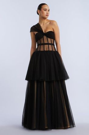 BCBGeneration Dot Tulle Gown in Black at Nordstrom, Size 6