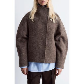 & Other Stories Asymmetric Oversize Wool Jacket in Mole Dark at Nordstrom Rack, Size Large