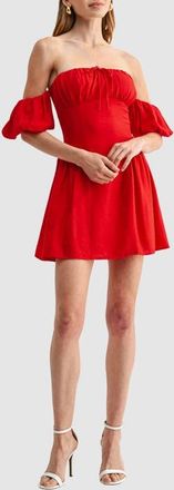 All in Favor Shirred Off the Shoulder Dress at Nordstrom, Size X-Small