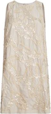 Brunello Cucinelli Mini dress with dazzling embroidery in Beige at Nordstrom, Size Xx-Large Eu
