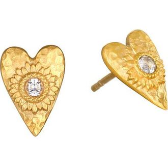 Satya Jewelry Sacred Connection Heart Lotus Stud Earrings in Gold at Nordstrom