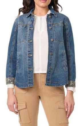 Curve Appeal Denim Shirt Jacket in Ocean Liberty Floral at Nordstrom Rack, Size Large