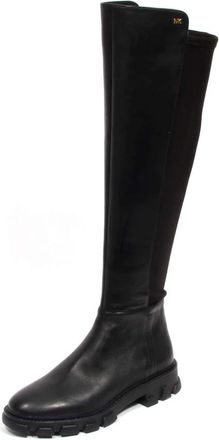 Michael Kors Ridley Leren/Stoffen Laarzen - Dames - Over de knie laarzen - Zwart - 36 EU - Leer - Schoenen