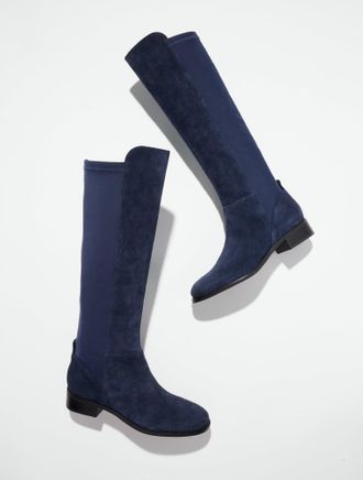 Talbots Tish Stretch Suede Tall Boots - Blue - 10 1/2 M Talbots