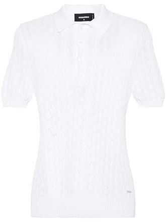 Dsquared2 open-knit polo shirt - White
