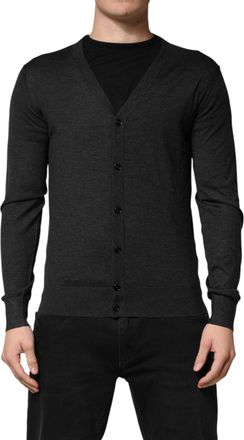 Dolce & Gabbana Black Cashmere Buttoned Men Cardigan Mens Sweater (Pre-Owned)