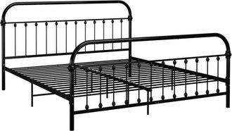 vidaXL Vidaxl - Bed Frame without Mattress with Headboard Black 180x200 cm Super King Metal
