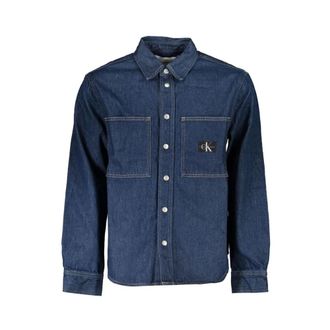 Calvin Klein Cotton Jacket - Heren - Spijkeroverhemden - Blauw - S - Katoen - Overhemden