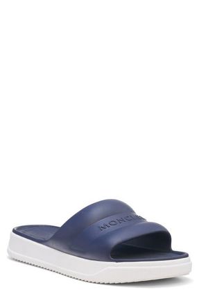 Moncler Logo Slide Sandal in Blue at Nordstrom, Size 11Us