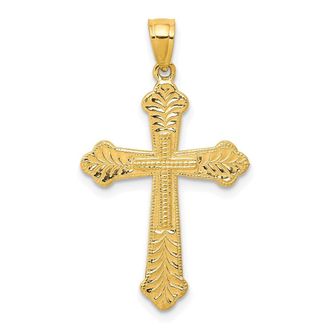 Diamond2Deal 10k Yellow Gold Budded Cross Pendant