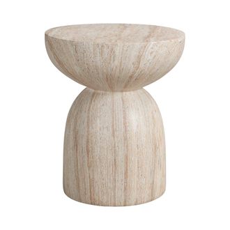 Urban Meuble Mesa auxiliar de exterior con efecto travertino en beige MgO, 45 cm