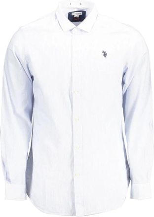 U.S.Polo Association Lichtblauw Slim Fit Overhemd - Heren - Zakelijke Overhemden - Blauw - 2XL - Leer - Overhemden