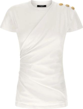 Balmain T-shirt con bottoni - Bianco