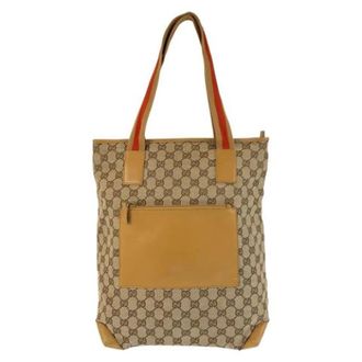 Gucci Pre-owned Tote Bags, female, Beige, Size: ONE SIZE Pre-owned GG Canvas 2way Tote Bag