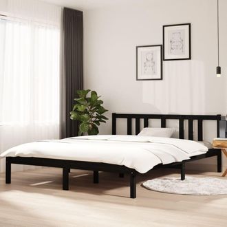 vidaXL Estructura De Cama Doble Sin Colch&oacute;n Madera Negro 150x200 Cm Vidaxl