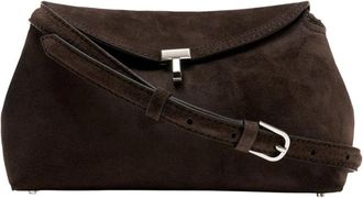 Toteme Cross Body Bags, female, Brown, Size: ONE SIZE T-Lock Suede Clutch