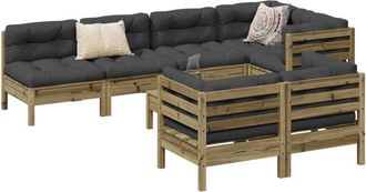 vidaXL Set De Sof&aacute;s Jard&iacute;n 8 Pzas Con Cojines Madera Pino Impregnada Vidaxl