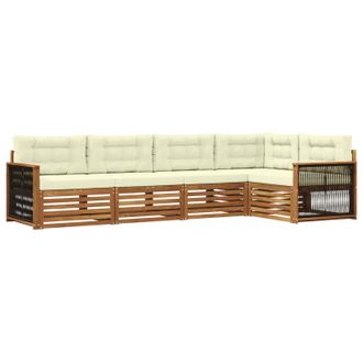 vidaXL Conjunto De Sof&aacute;s De Exterior Con Coj&iacute;n 5 Pcs Natural Y Crema Vidaxl