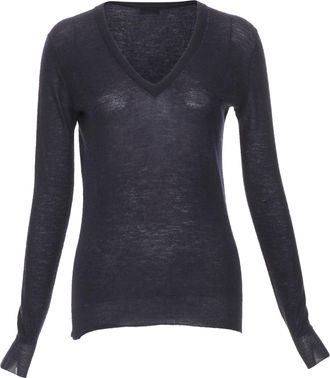 Joseph Black Cashmere Semi Sheer V Neck Sweater