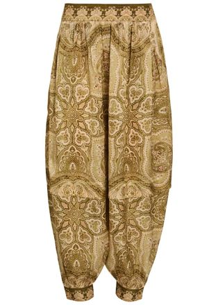 Zimmermann Luna Paisley-print Silk Trousers - Olive - 1 (UK 10 / S)