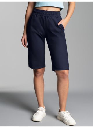 Trigema Jerseyhose TRIGEMA TRIGEMA Bermuda aus Single-Jersey, Damen, Gr. 4XL, US-Gr&ouml;ssen, blau (navy), 100% Baumwolle, Hosen Jerseyhose