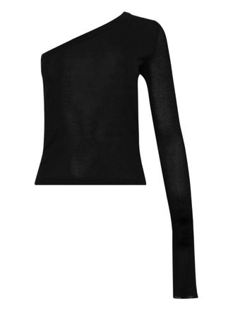 Rick Owens one-shoulder long-sleeve top - women - Silk/Viscose - 38 - Black