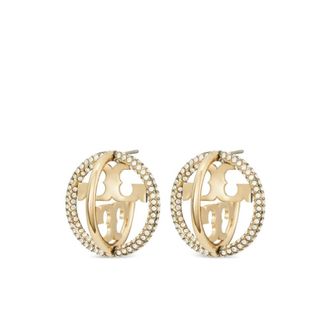 Tory Burch Kristallen Double T Motif Oorbellen - Dames - Oorbellen - Geel - ONE Size - Accessoires