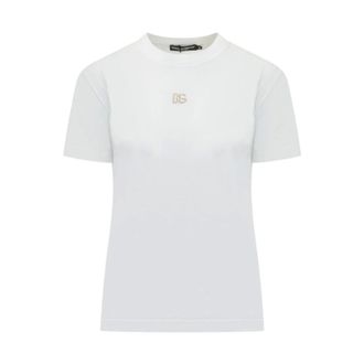 Dolce & Gabbana Embellished Logo T-shirt - female - Dolce & Gabbana - T-Shirts - White - S - Tops