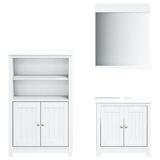 vidaXL Vidaxl - Juego De Muebles De Ba&ntilde;o Berg 3 Pzas Madera Maciza Pino Blanco