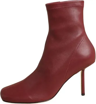 Studio Amelia Bordeaux Leren Vierkante Neus Laarzen - Dames - Laarzen met Hak - Rood - 40 EU - Leer - Schoenen