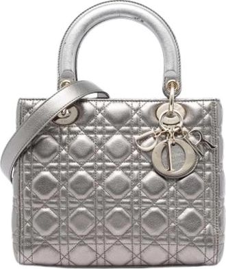 Dior Pre-owned Lady Handbag - Dames - Vintage Handtas - Grijs - ONE Size - Leer - Vintage