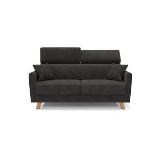 Divani.Store Sof&aacute; cama con reposacabezas ajustables 180 cm negro
