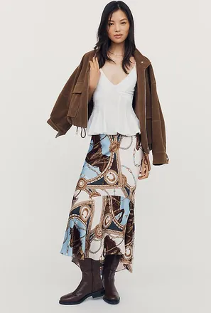 Maeve Bias-Cut Satin Midi Skirt