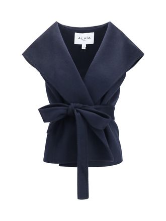 Alaia Womens Cashmere Hooded Jacket Midnight Blue (capra Hircus)