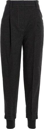 Brunello Cucinelli Dark Grey Wool Blend Tapered Trousers, Brand Size 40 (US Size 6)