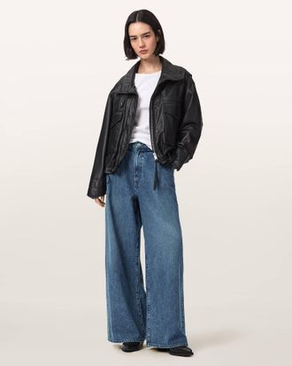AllSaints Haze Wide Leg Pleated Jeans