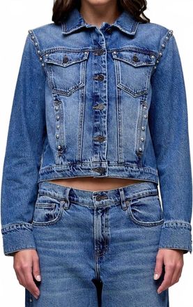 Hidden Jeans Pearl Embellished Trucker Jacket In Medium Wash