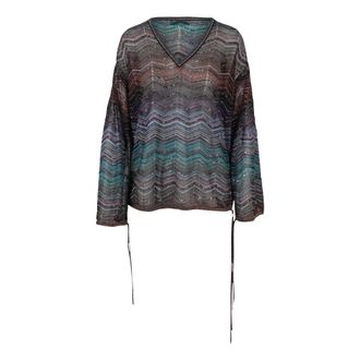 Missoni Blouses, female, Multicolor, Size: XS Oversized Chevron Viscose Blouse