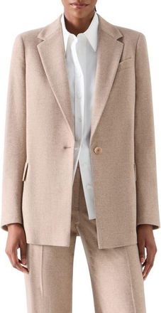 Akris Wool Flannel Boyfriend Blazer in Camel at Nordstrom, Size 10