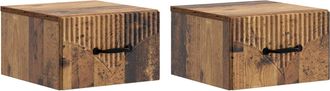 vidaXL Mesita De Noche De Pared 2 Uds. Madera Envejecida Vidaxl
